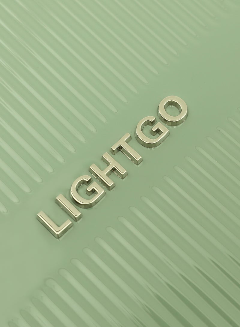LIGHTGO 7624 Tea green color 24" Suitcase luggage check in luggage with TSA Lock travel case YKK zipper with power bank pocket 100% PC light weight luggage - Image 5