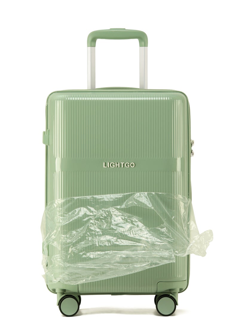 LIGHTGO 7624 Tea green color 24" Suitcase luggage check in luggage with TSA Lock travel case YKK zipper with power bank pocket 100% PC light weight luggage - Image 1