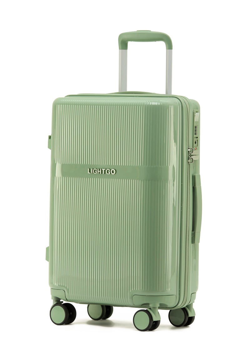 LIGHTGO 7624 Tea green color 24" Suitcase luggage check in luggage with TSA Lock travel case YKK zipper with power bank pocket 100% PC light weight luggage - Image 2