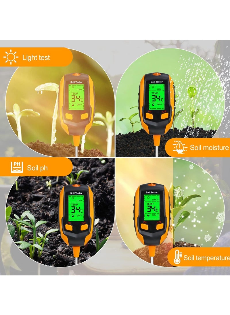 NajmStyle - 4-in-1 Soil Moisture Meter,Digital Plant Temperature/Soil Moisture/PH Meter/Sunlight Intensity/Environment Humidity Backlight LCD display Soil Test Meter for Gardening, Farming,and Outdoor Plants - Image 1