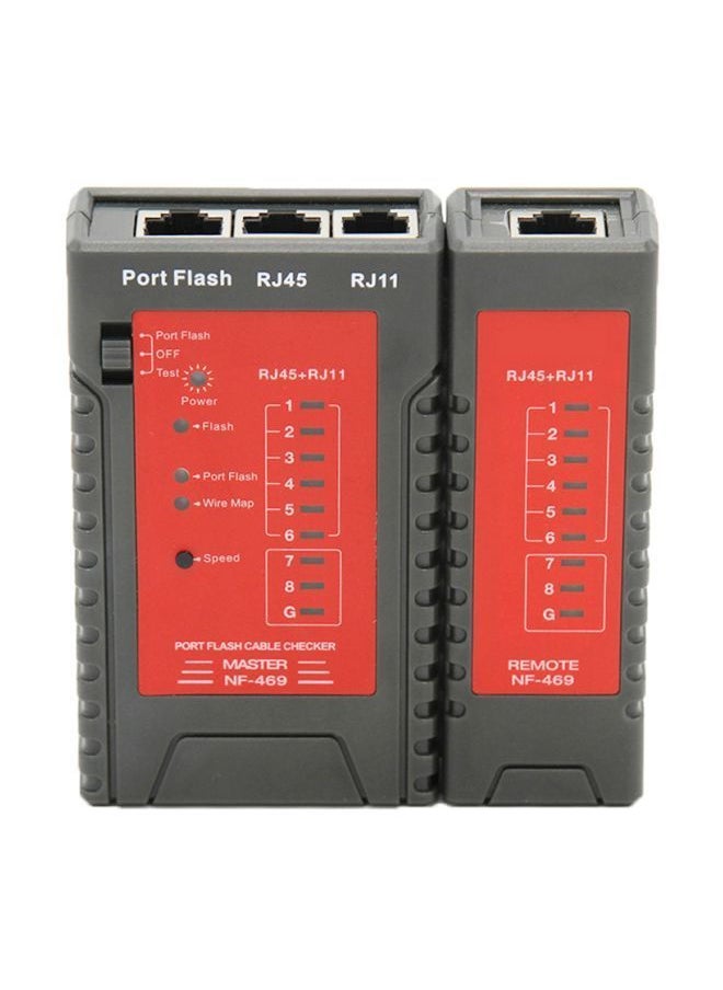 Network Cable Tester For Ethernet LAN Red/Black 103x97x26millimeter