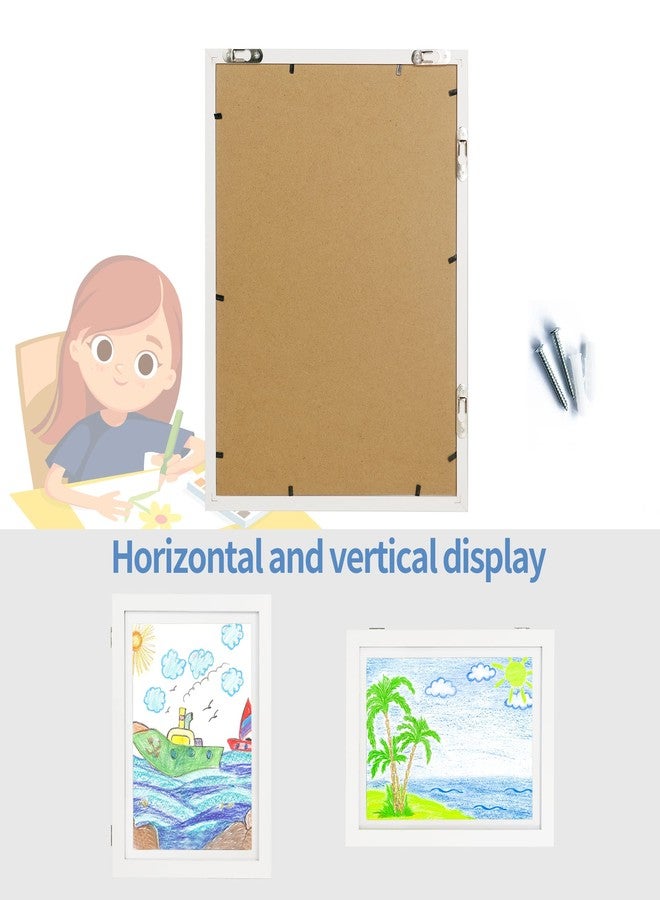 iRahmen Kids Art Frames 9x12 - Front Opening Childrens Picture Frame Changeable, Wood Artwork Display Storage for Wall Mount, Magnetic Door Holds 50 Art Pieces for Drawings, 3D Picture, Crafts, Portfolio, White - Image 5