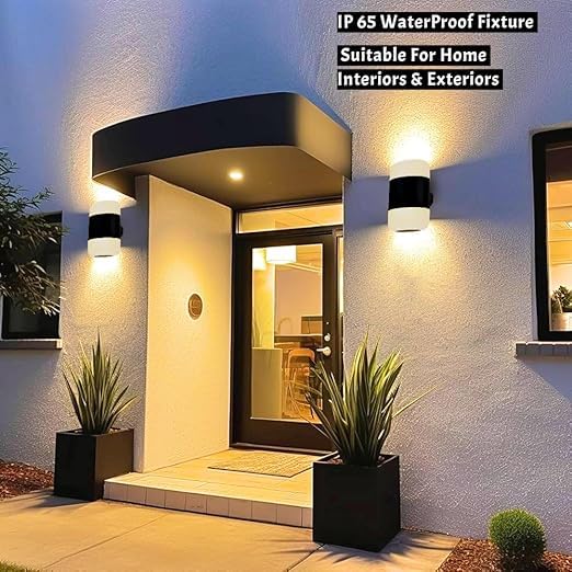 JACKAL 12W Glass LED Outdoor Wall Light IP65 Waterproof, Warm White 3000K Up Down Lighting, Modern Exterior Sconce for Porch, Garden, Patio, Garage – Durable Design with 1-Year Warranty Included - Image 2
