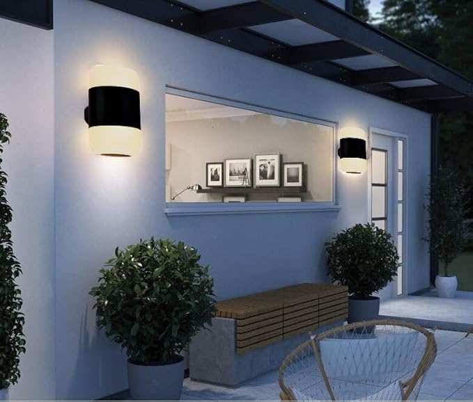 JACKAL 12W Glass LED Outdoor Wall Light IP65 Waterproof, Warm White 3000K Up Down Lighting, Modern Exterior Sconce for Porch, Garden, Patio, Garage – Durable Design with 1-Year Warranty Included - Image 4