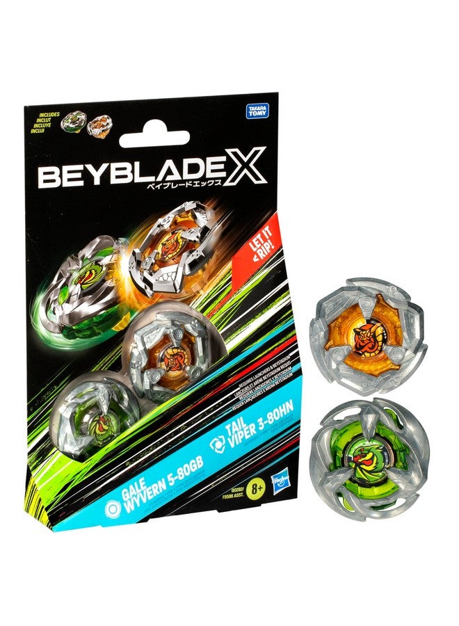 BeyBlade باي بليد إكس غايل وايفرن 5-80GB وثعبان الذيل 3-80HN مجموعة مزدوجة مع 2 قمة تدور لليمين؛ ألعاب قتال القمة للأولاد والبنات من عمر 8 سنوات - Image 1