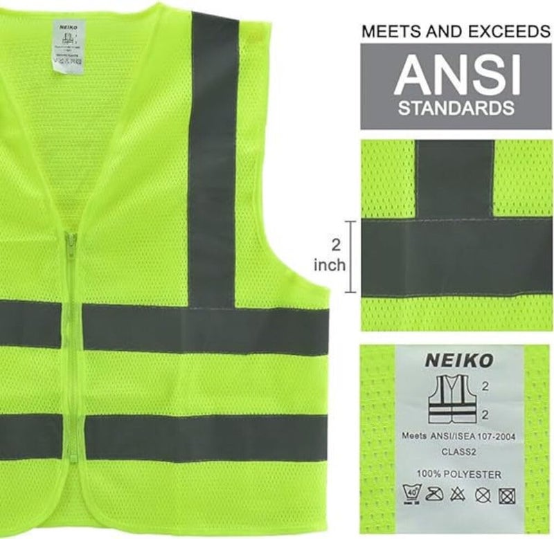 Neiko High Visibility Safety Vest ANSI Class 2, No Pocket, Neon Yellow, XX-Large (2XL) - Image 2