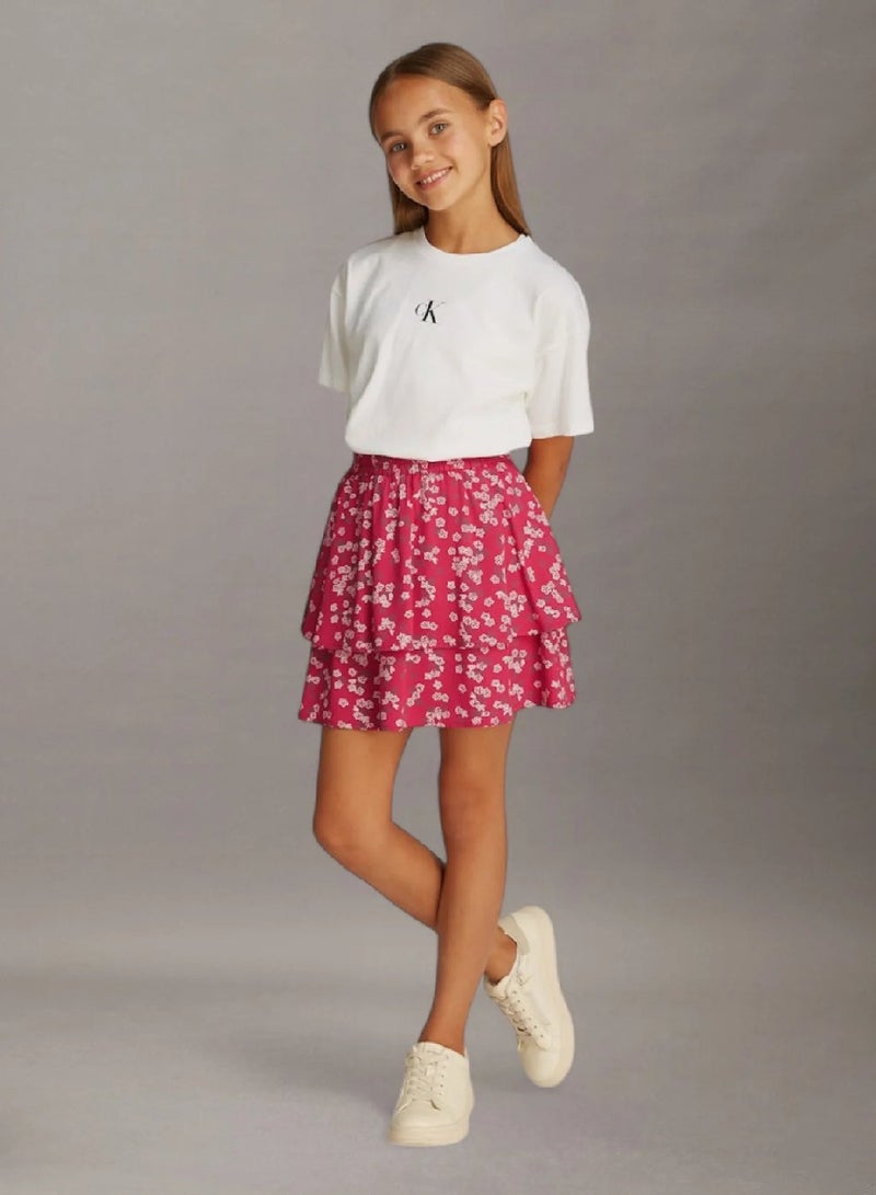 كالفن كلاين جينز تنورة فلير بطبعة زهور - Image 5