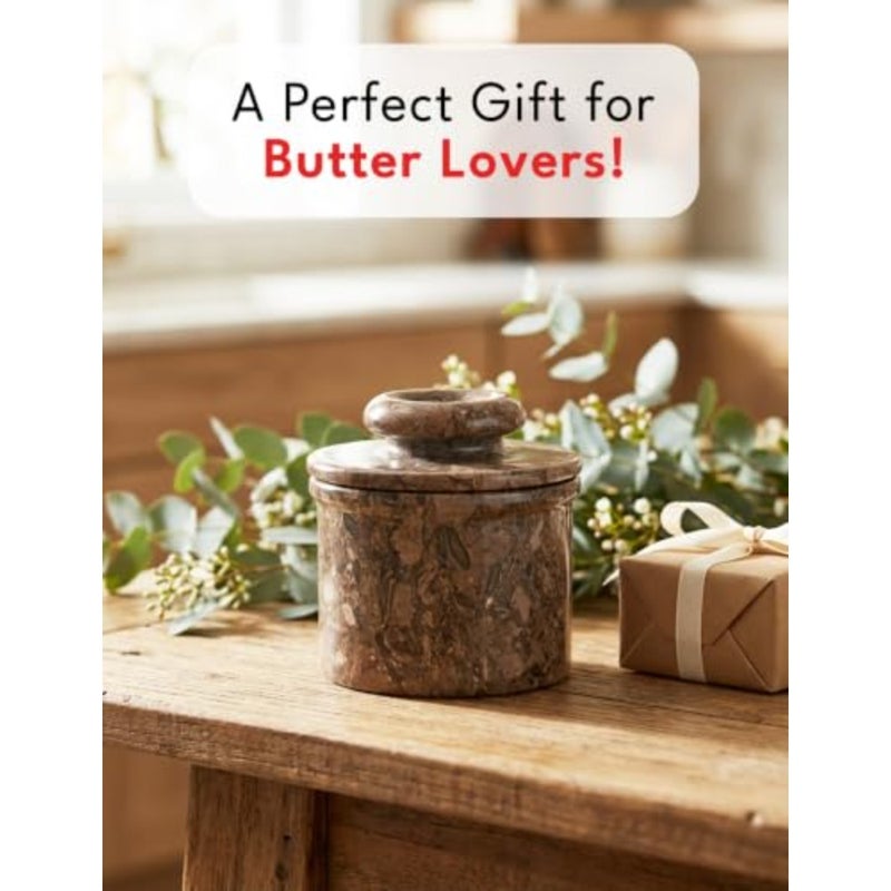 Oceanic Marble Butter Keeper 4.25 Inch, French Butter Crock with Water Seal, Natural Stone Butter Dish for Kitchen Countertop Storage, Luxury Kitchen Decor Accessory - Image 4