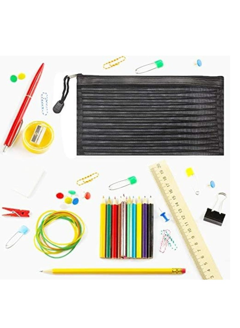 Oasisgalore 10 Pack 10 Colors Zipper Mesh Pouch, Multiuse Pen Bags, Organizer Bags for Office, Cosmetics, Travel.  - Image 2