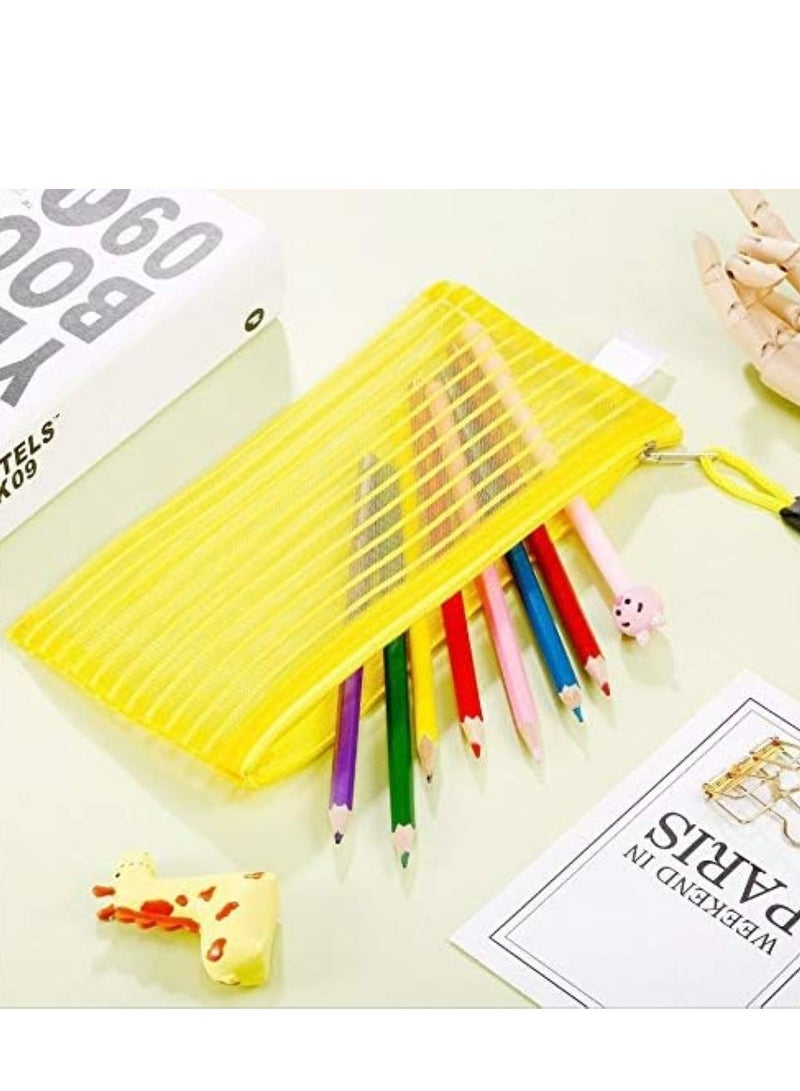 Oasisgalore 10 Pack 10 Colors Zipper Mesh Pouch, Multiuse Pen Bags, Organizer Bags for Office, Cosmetics, Travel.  - Image 4