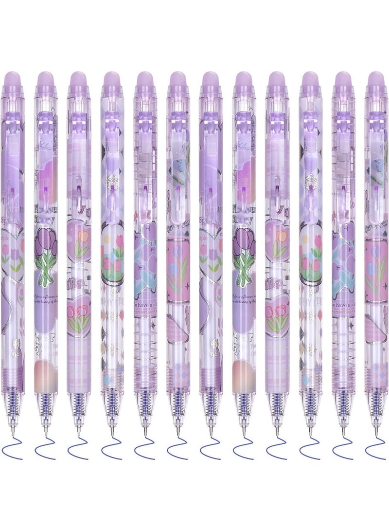 12 Pcs Cute Erasable Gel Pens, Blue Ink Pen with Eraser, 0.5mm Fine Point Smooth Writing for Planner Puzzles, Make Mistakes Disappear, No Smudge, for School Office Supplies - Image 1