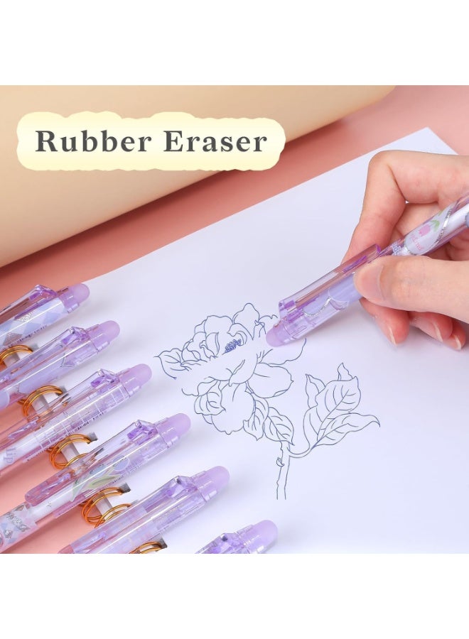 12 Pcs Cute Erasable Gel Pens, Blue Ink Pen with Eraser, 0.5mm Fine Point Smooth Writing for Planner Puzzles, Make Mistakes Disappear, No Smudge, for School Office Supplies - Image 3