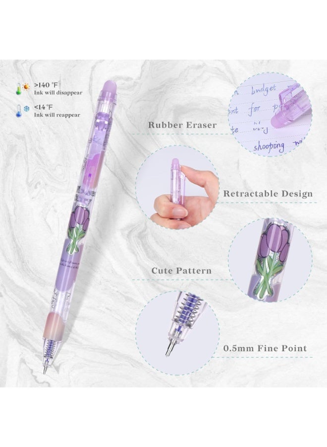 12 Pcs Cute Erasable Gel Pens, Blue Ink Pen with Eraser, 0.5mm Fine Point Smooth Writing for Planner Puzzles, Make Mistakes Disappear, No Smudge, for School Office Supplies - Image 4