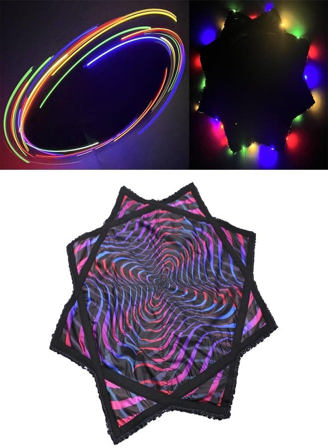 PEHHAH Light Up Flow Star- LED Spinning Cloth- Vibrant Colors & Patterns Durable - 23” Diameter -Spinning Star-Colorful Waves - Image 1