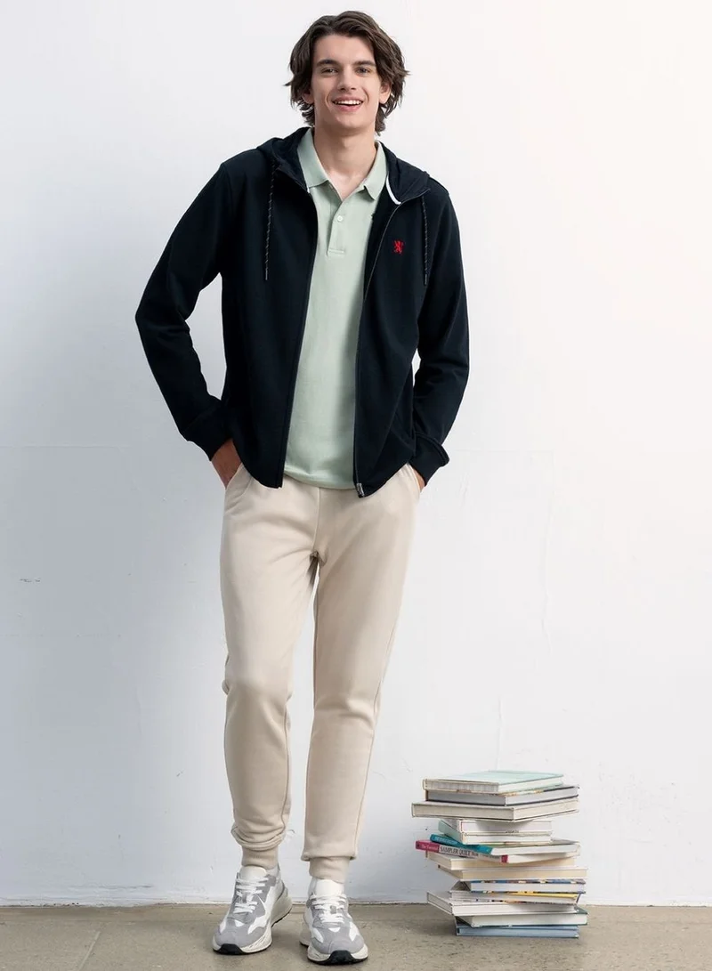 GIORDANO Men's Slim Fit French Terry Knit Hoodie Jacket