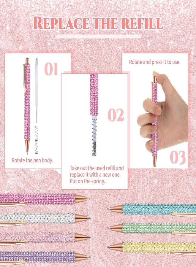 شير مجموعة أقلام شير الفاخرة للنساء، 7 قطع، أقلام لطيفة لامعة براقة مع 10 عبوات حبر أسود، أقلام جميلة كهدية، أقلام تدوين للفتيات، مناسبة للمكتب والمدرسة وعيد الميلاد والتخرج (ألوان متنوعة، لؤلؤي) - Image 3