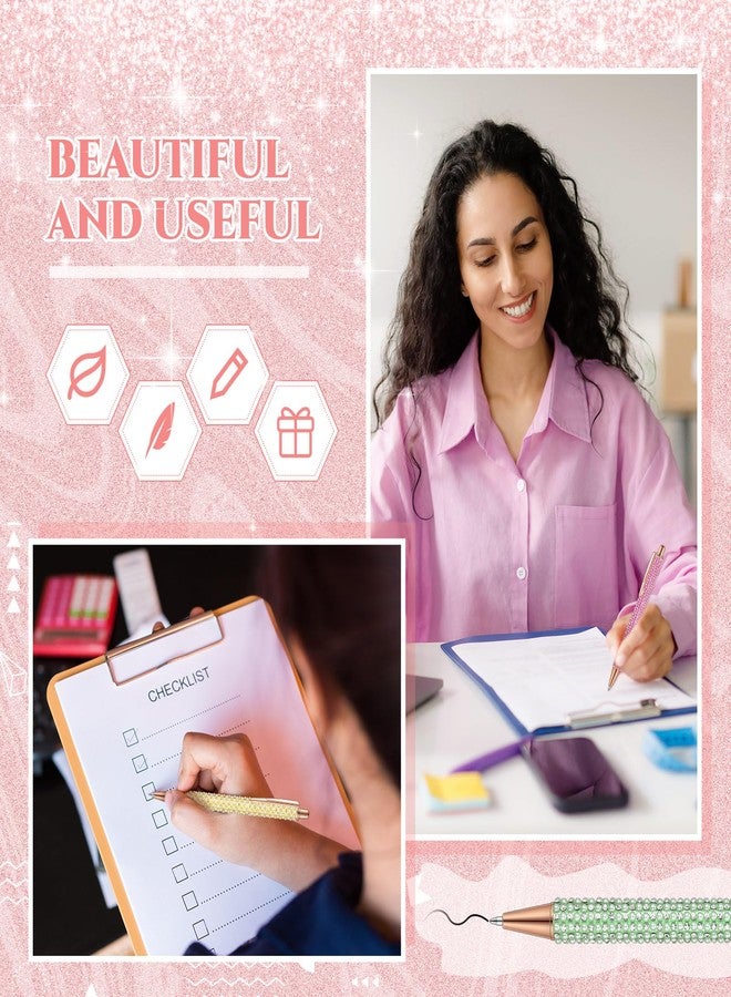 شير مجموعة أقلام شير الفاخرة للنساء، 7 قطع، أقلام لطيفة لامعة براقة مع 10 عبوات حبر أسود، أقلام جميلة كهدية، أقلام تدوين للفتيات، مناسبة للمكتب والمدرسة وعيد الميلاد والتخرج (ألوان متنوعة، لؤلؤي) - Image 5