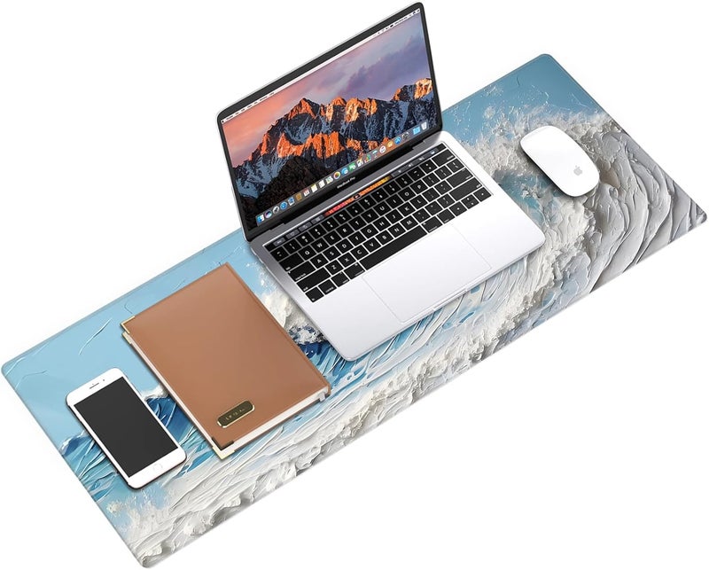 Galdas Gaming Mouse Pad XXL XL Large Long Extended Big Mousepad Non-Slip Rubber Keyboard Desk Pad with Stitched Edges for Laptop Home Office (31.5x11.8x0.08 Inch) … (Painting Waves) - Image 3