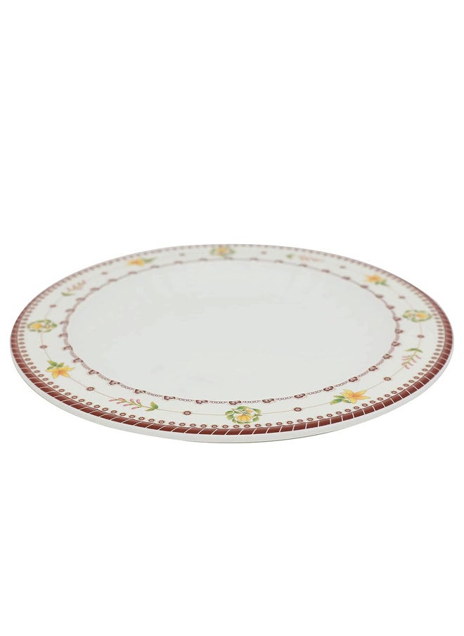 Narjis 12-Piece Melamine Flat Plate Set 15CM White/Maroon  - Image 2