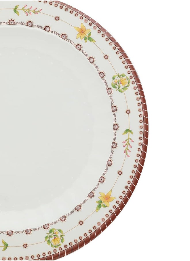 Narjis 12-Piece Melamine Flat Plate Set 15CM White/Maroon  - Image 4