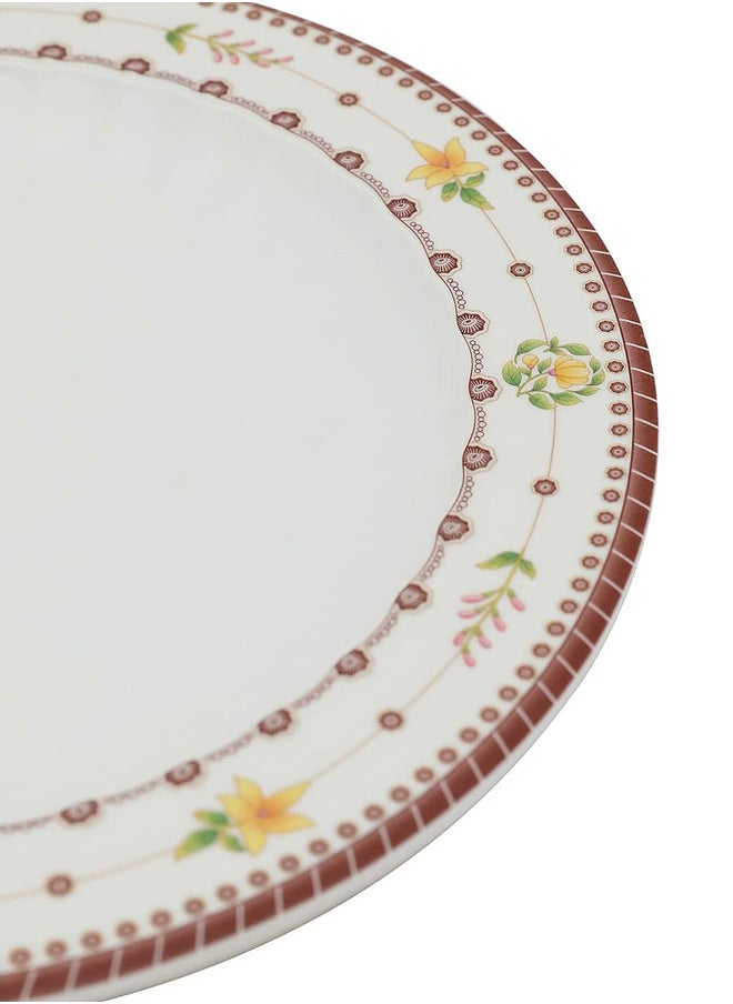 Narjis 12-Piece Melamine Flat Plate Set 15CM White/Maroon  - Image 5