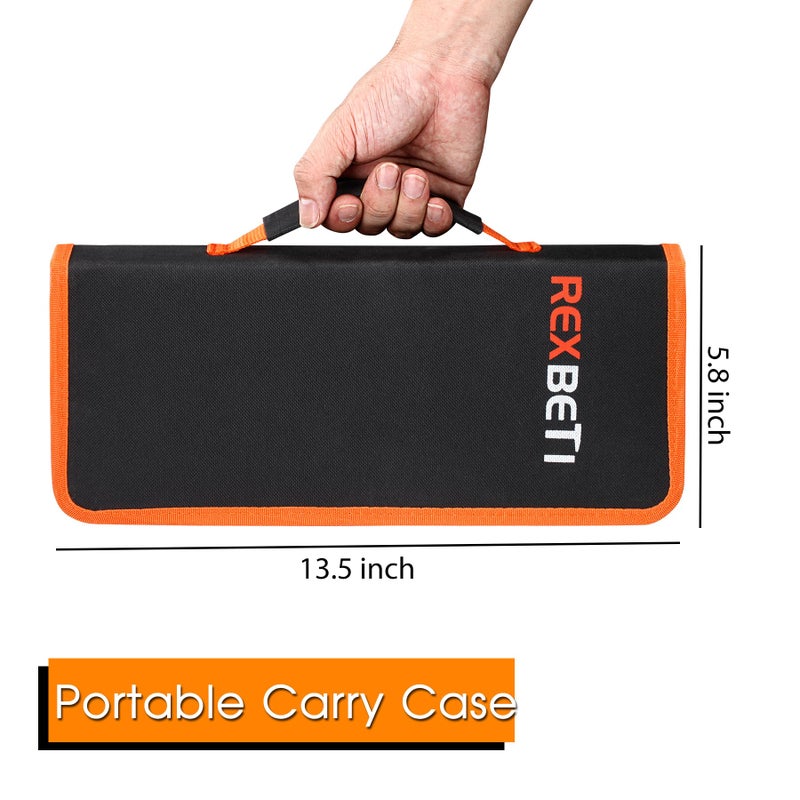 REXBETI REXBETI 25Pcs Metal File Set, Premium Grade T12 Drop Forged Alloy Steel, Flat/Triangle/Half-round/Round Large File and 12pcs Needle Files with Carry Case, 6pcs Sandpaper, a brush,a pair working gloves  - Image 5
