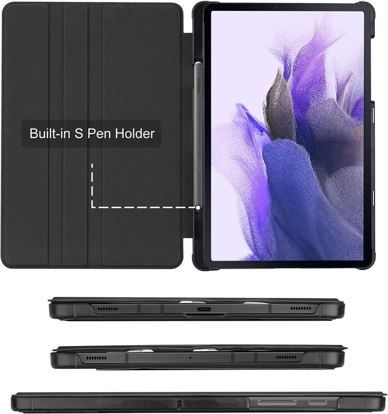 Procases Case For Galaxy Tab S8 Plus/S7 Fe/S7 Plus 12.4" With S Pen Holder, Slim Stand Protective Folio Smart Cover For Samsung Galaxy X800 X806 T730 T733 T736 T738 T970 T975 T976 T978 -Black - Image 3