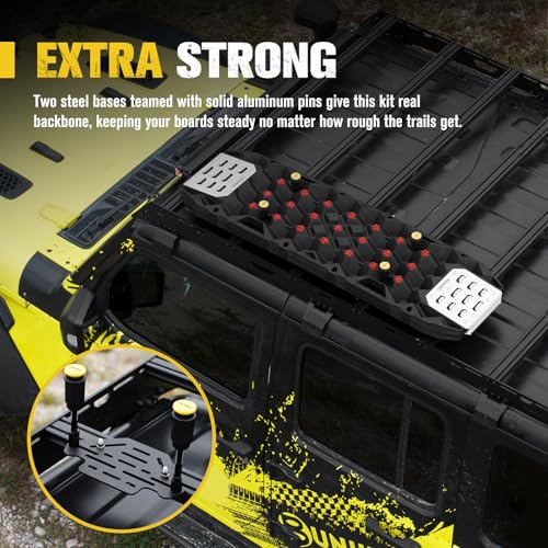 BUNKER INDUST Recovery Track Board Mounting Kit Universal Traction Boards Mount Bracket for Rooftop Platform with Lock Only for 2 Boards - Image 3