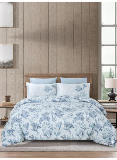 Doona Printed 4-Pcs Single Comforter Bedding Set Fits 120x200cm -Includes Comforter, Fitted Sheet, Pillow Shams & Pillowcases – Soft Microfiber Fabric with Soft 350 GSm Filling