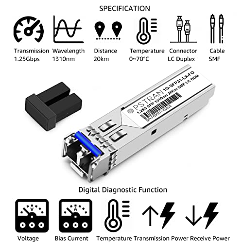 OPSTRAN 1000BASE-LX/LH SFP Optical Transceiver Module Compatible with Fortinet FN-TRAN-LX FG-TRAN-LX FR-TRAN-LX 1310nm 20km DDM Duplex LC SMF - Image 2