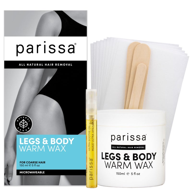 Parissa Legs  Body Warm Wax Kit SalonStyle Microwavable Formula for Coarse Hair Removal on Face or Body AtHome Waxing Kit