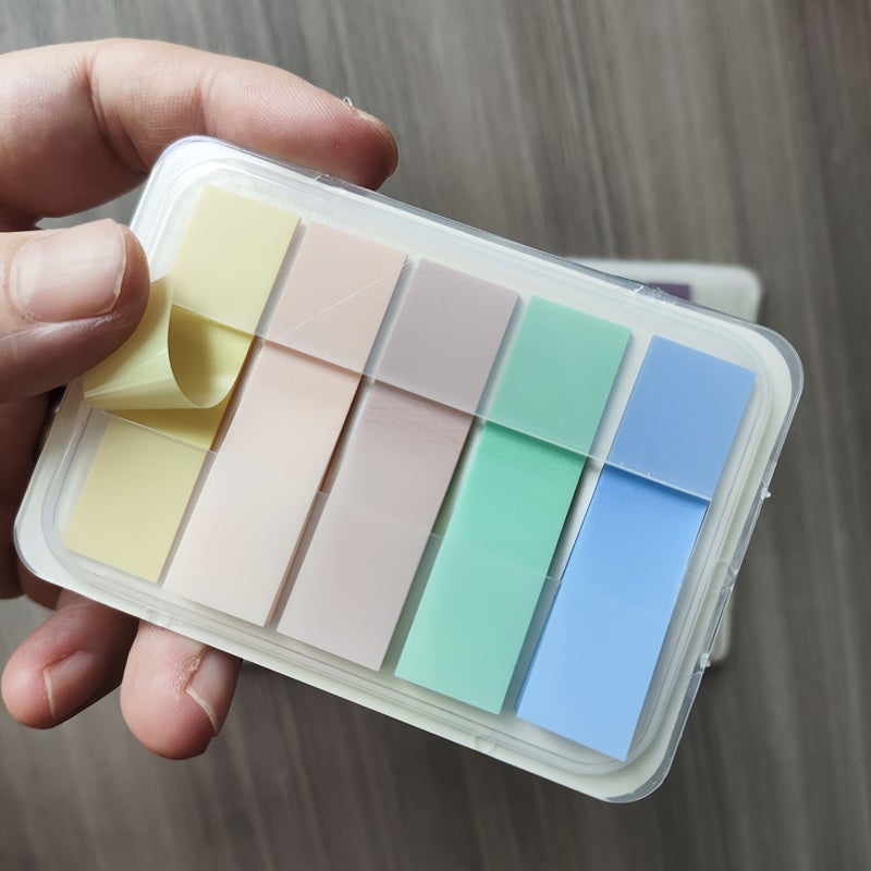 4 Pads 400 Sheets Transparent PET Tabs Index Sticky Notes Pull Out Dispenser Box Colorful Page Markers Repositionable Memo Pads For School Office - Image 3