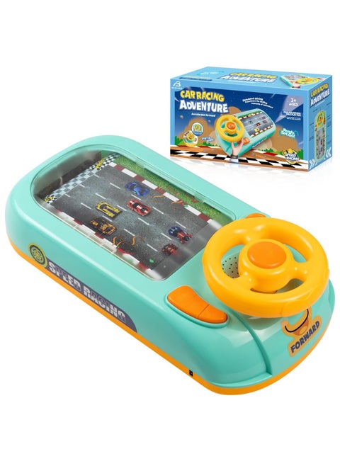 Steering Wheel Game Toys for Kids Simulated Driving Racing Car Game with Musical Interactive Educational Learning Racing Desktop Game Sensory Toy for Young Children (Racing)