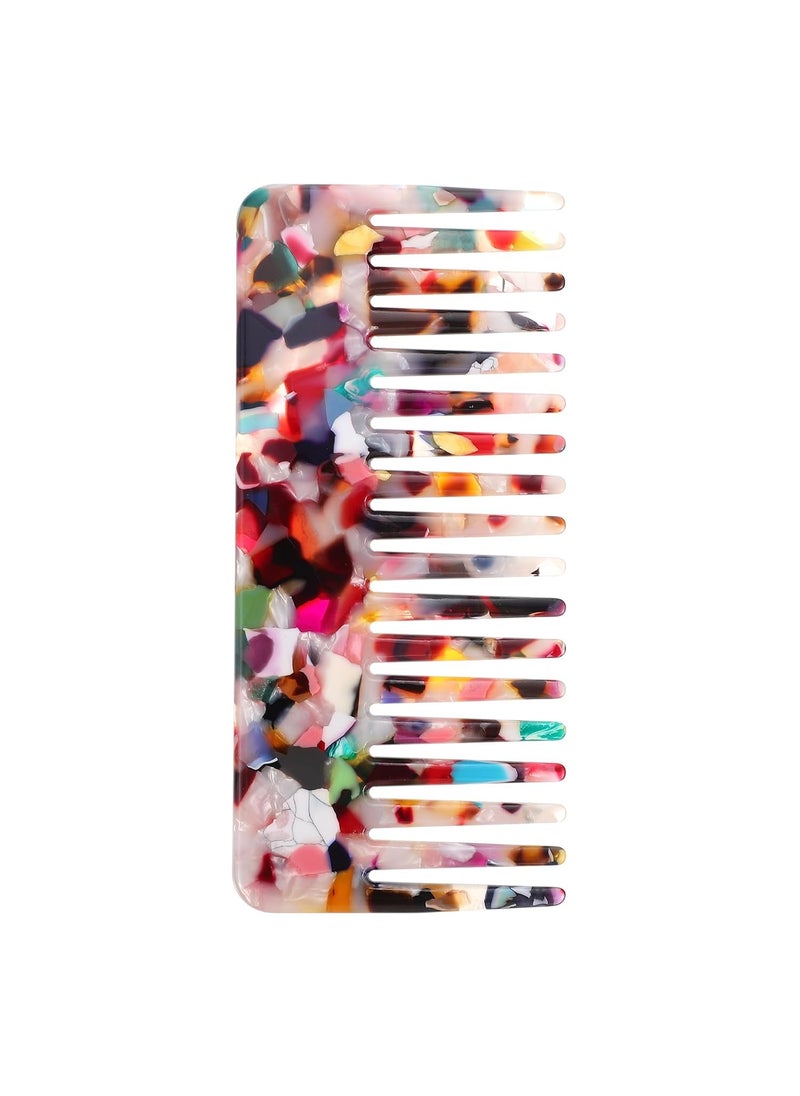 Beaupretty - Beaupretty Tortoise Comb Hair Detangler - Wide Tooth Acetate Pocket Comb for Thick Curly Wavy Wet Dry Hair - Colorful - Image 1