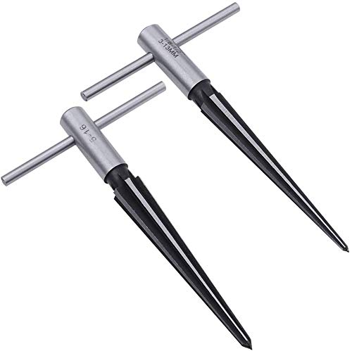 AOWESM Guitar Tapered Reamer Set 3-13mm(1/8''-1/2'') & 5-16mm(½"-5/8") Bridge Pin Hole Hand Held Taper Reamers 6 Fluted Chamfer Reaming Guitar Woodworker Luthier Tool (Set of 2) - Image 4