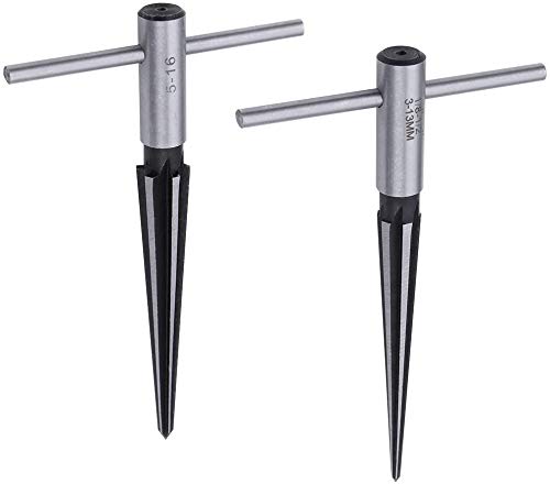 AOWESM Guitar Tapered Reamer Set 3-13mm(1/8''-1/2'') & 5-16mm(½"-5/8") Bridge Pin Hole Hand Held Taper Reamers 6 Fluted Chamfer Reaming Guitar Woodworker Luthier Tool (Set of 2) - Image 2