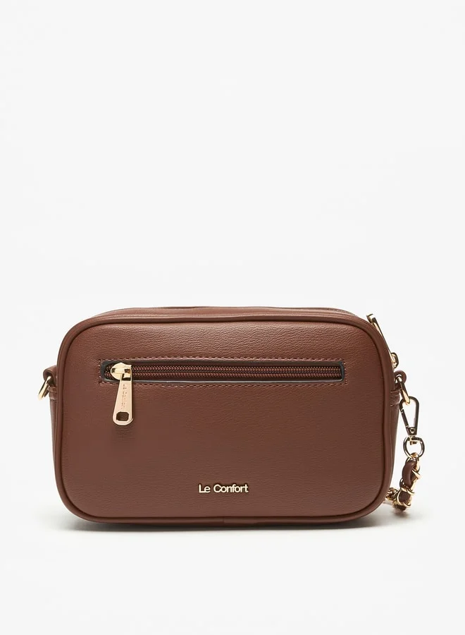 لو كونفورت Women Solid Crossbody Bag with Detachable Strap and Zip Closure