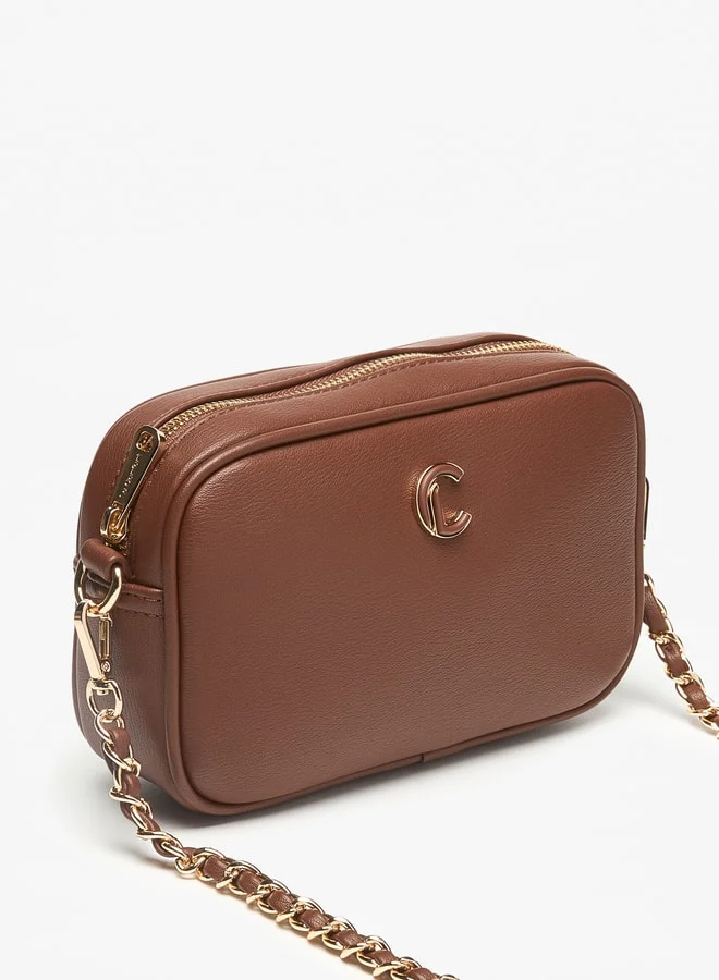 لو كونفورت Women Solid Crossbody Bag with Detachable Strap and Zip Closure