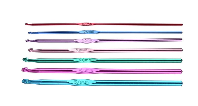 NTGS NTGS HardAnodized Aluminum Crochet Hooks Needle 20 to 50 for Sewing Craft Yarn Sweater Woollen Cloth Multicolour Pack of 7