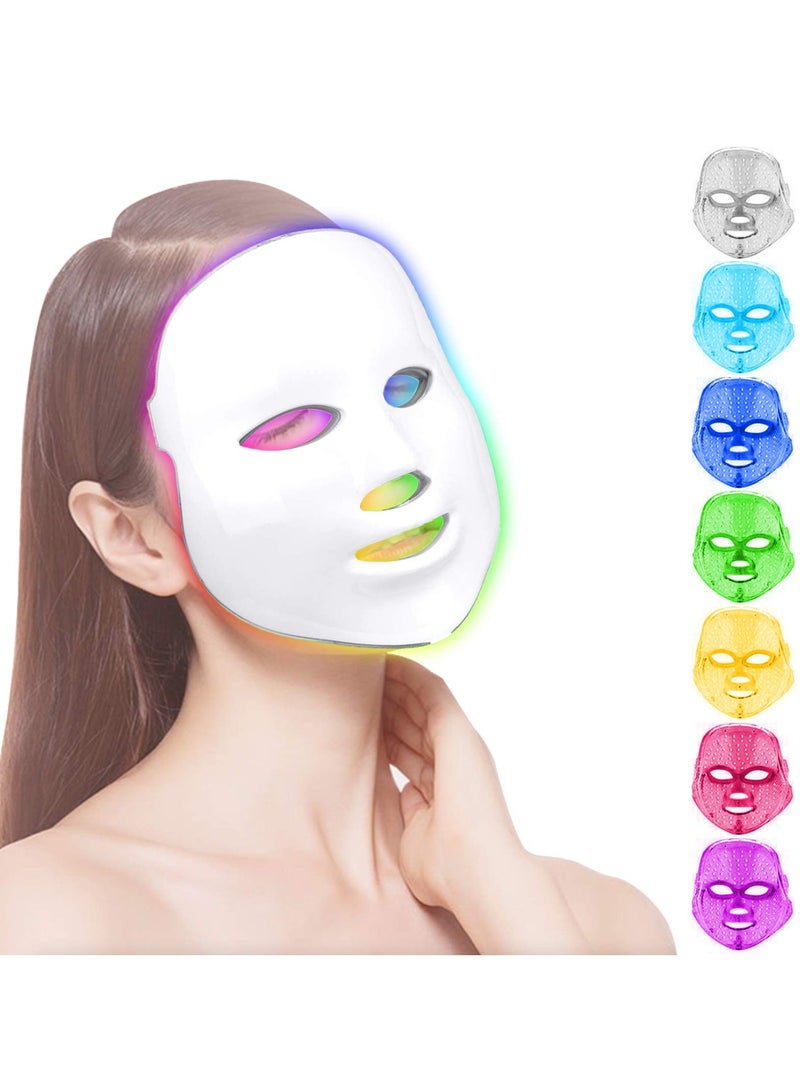 Face Beauty Light Therapy Mask, 7 Color 149 Leds Photon Face Mask Phototherapy with Remote control, Facial Skin Care Anti Aging Skin Tightening Wrinkles Toning Mask Home Light Therapy - Image 1