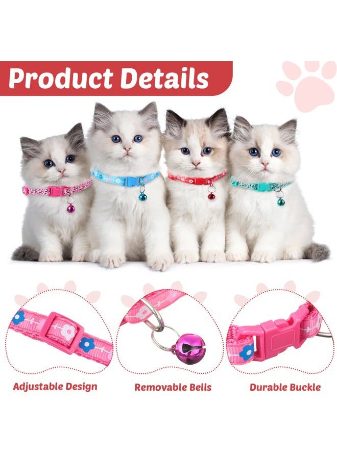 Yunsailing 24 Pcs Puppy Collars with Bells for Litter Cat Soft Nylon Whelping Adjustable Reflective Kitten Collars for Newborn Pets Dogs Cats, Assorted Colors(Cute Pattern) - Image 3