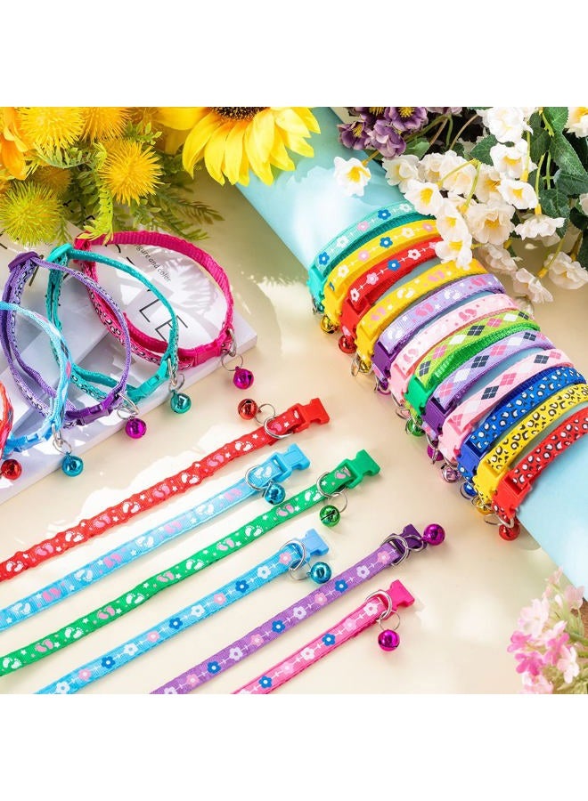 Yunsailing 24 Pcs Puppy Collars with Bells for Litter Cat Soft Nylon Whelping Adjustable Reflective Kitten Collars for Newborn Pets Dogs Cats, Assorted Colors(Cute Pattern) - Image 4