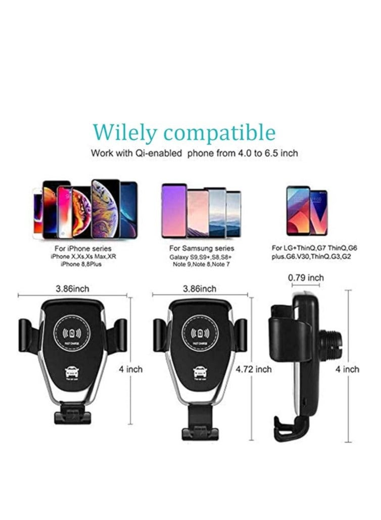 general Wireless Car Charger, 3-in-1 Qi 10W Fast Wireless Auto Clamp Charging Car Vent + Dashboard Mount Phone Holder - Image 3