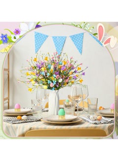 Giegxin Giegxin 12 Pack 15.7 Inch Artificial Easter Flower Easter Decorations Easter Egg Picks Colored Winter Jasmine Decorative Spring Floral Stems Easter Flower Centerpieces for Easter Table Home Decor  - Image 3