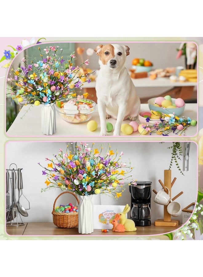 Giegxin 12 Pack 15.7 Inch Artificial Easter Flower Easter Decorations Easter Egg Picks Colored Winter Jasmine Decorative Spring Floral Stems Easter Flower Centerpieces for Easter Table Home Decor - Image 4