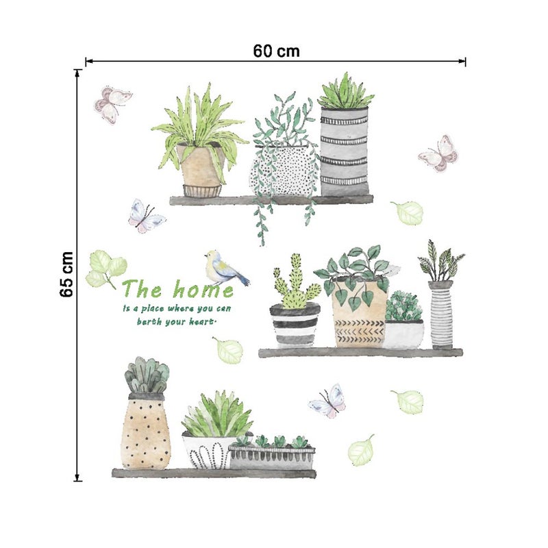 2pcs Plant Pot Sticker PVC Wall Stickers Removable Decals Beautiful Wallpaper Art Sticker for Bedroom Bathroom - Image 2