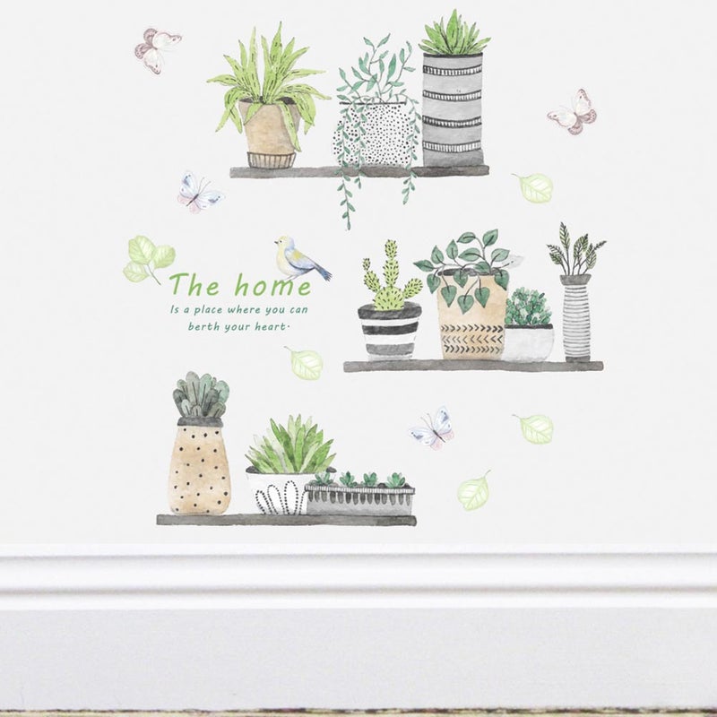 2pcs Plant Pot Sticker PVC Wall Stickers Removable Decals Beautiful Wallpaper Art Sticker for Bedroom Bathroom - Image 3