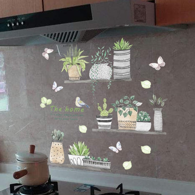 2pcs Plant Pot Sticker PVC Wall Stickers Removable Decals Beautiful Wallpaper Art Sticker for Bedroom Bathroom - Image 5