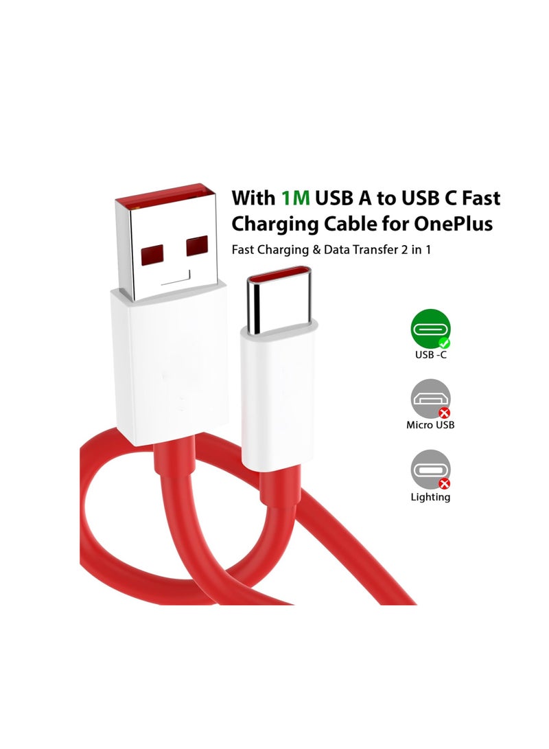 80W Supervooc 【11V/7.3A】 for OnePlus 13 12 12R 11 11Pro 10 10Pro, Warp Charger for 9Pro 9R 9 8T with 3.3ft USB A-to-C Warp Charging Cable - Image 4