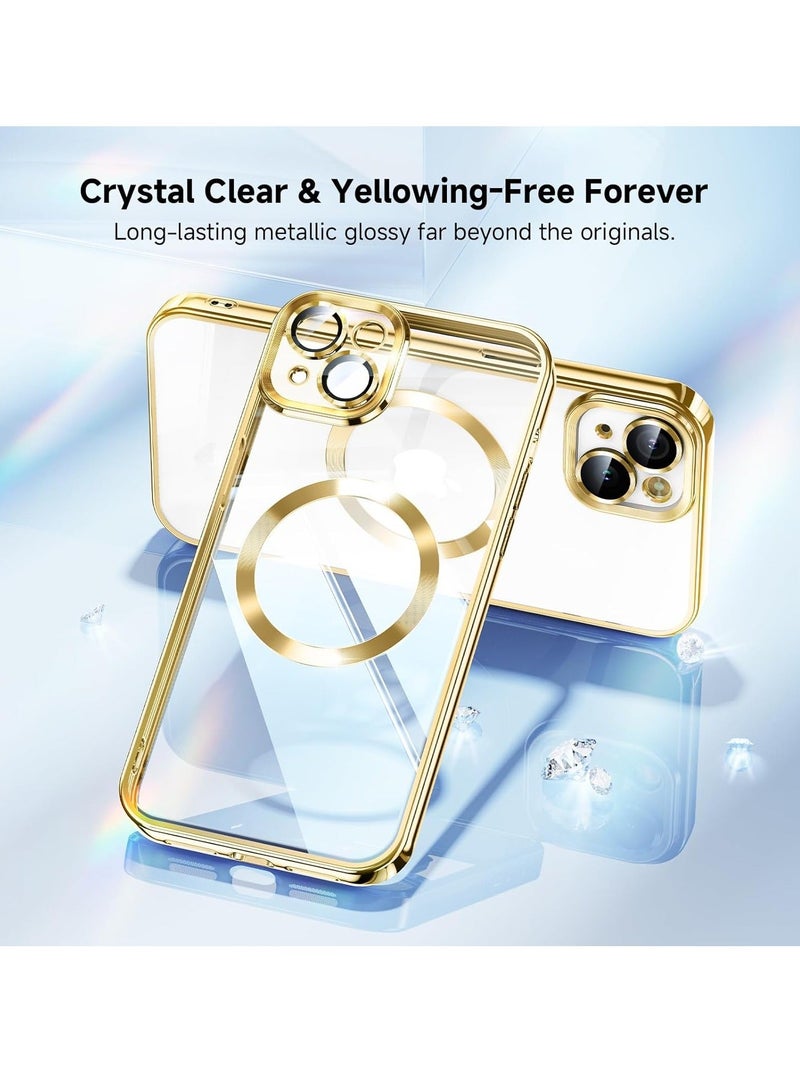 MUNTAQI iPhone 14 Case with Integrated Camera Lens Protection [TOP N56 Magnets] [Military Grade Drop Protection] for Magsafe Women Men iPhone 14 Cover Case 6.1" Gold - Image 5